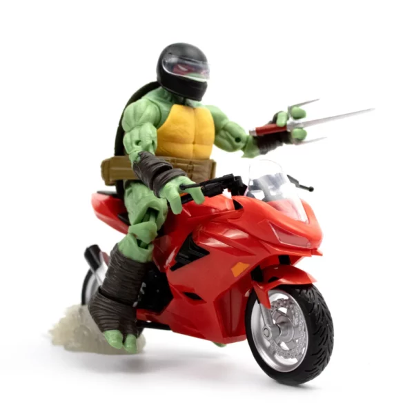 Raphael with Motorcycle Teenage Mutant Ninja Turtles (TMNT) BST AXN Figuren und rotes Motorrad von The Loyal Subjects in der IDW Comic Version