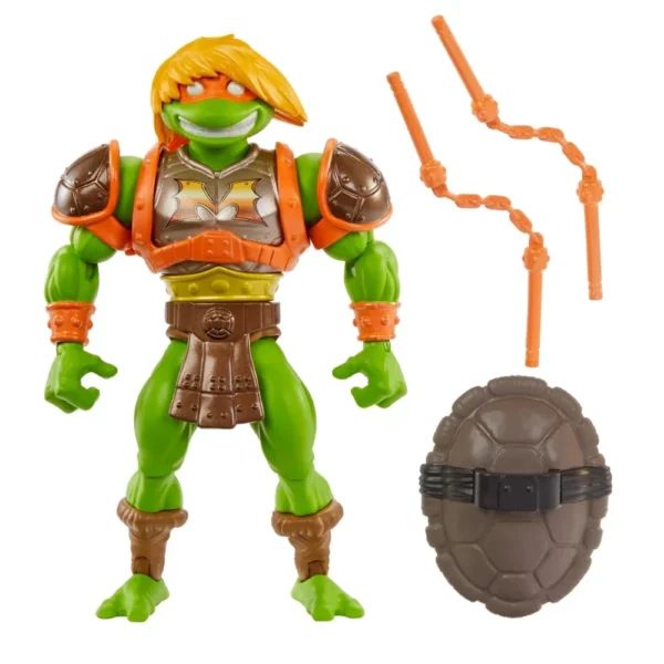 Michelangelo Turtles of Grayskull das MOTU x TMNT Crossover mit den Masters of the Universe Origins und Teenage Mutant Ninja Turtles Actionfiguren von Mattel