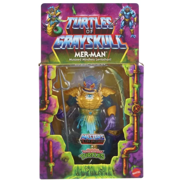 Mer-Man Turtles of Grayskull Deluxe Figur MOTU x TMNT Crossover mit den Masters of the Universe Origins und Teenage Mutant Ninja Turtles Figuren von Mattel.