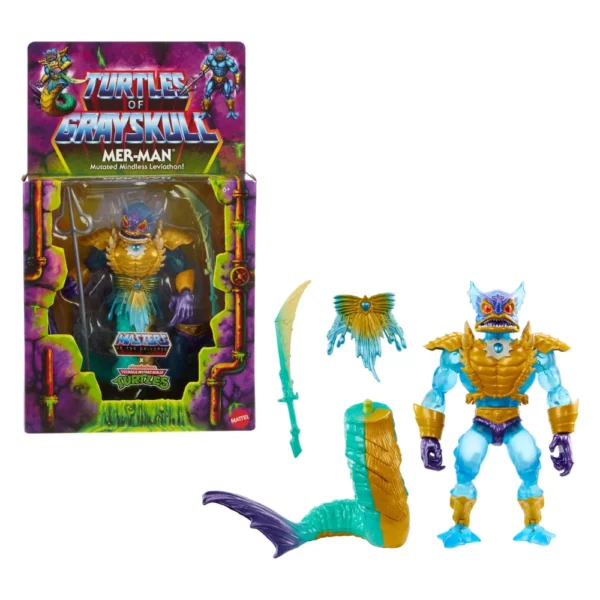 Mer-Man Turtles of Grayskull Deluxe Figur MOTU x TMNT Crossover mit den Masters of the Universe Origins und Teenage Mutant Ninja Turtles Figuren von Mattel.