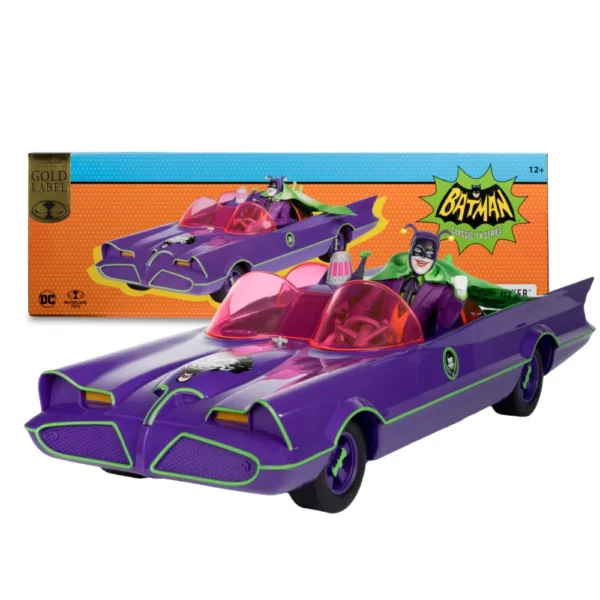 Batmobile & The Joker DC Retro Fahrzeug und Figur von McFarlane Toys aus der Batman 66 Classic TV Serie