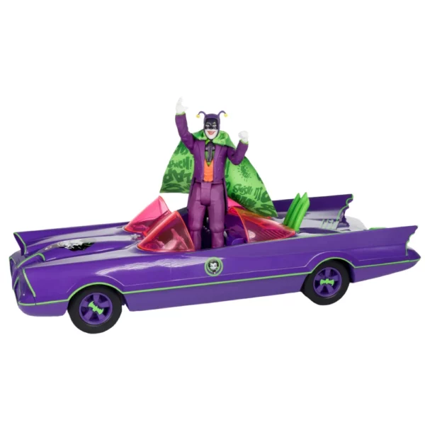 Batmobile & The Joker DC Retro Fahrzeug und Figur von McFarlane Toys aus der Batman 66 Classic TV Serie