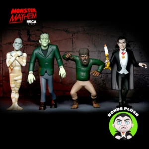 NECAs Toony Terrors Wave 10 mit Wolf Man, The Mummy, Dracula und Frankenstein’s Monster und Bonus Plüschfigur