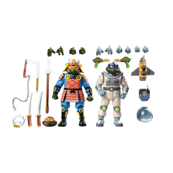 Samurai Adventure Michelangelo und Space Adventure Donatello Teenage Mutant Ninja Turtles (TMNT) Cartoon Figuren von NECA